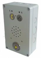 The sub-communication unit LMK-ATEX permits alarm triggered by internal emergency button and hands-free connection. Built-in EN81-70 symbols (yellow/green). 1 2 3 Cable Safety degree 121.