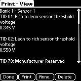 O2S Tests O2S Tests, when viewed with the Print module, look like the following: Screen 32: Print Module - O2s Tests