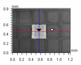 Figure 3. Wyko interferometric surface measurement and 2D plot of one pixel of a 1024 element µslm deflecting 520 microns at 50 V. Figure 3.