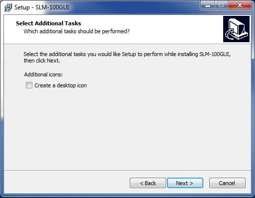 (Default: C: Program Files SLM-100GUI ) Click