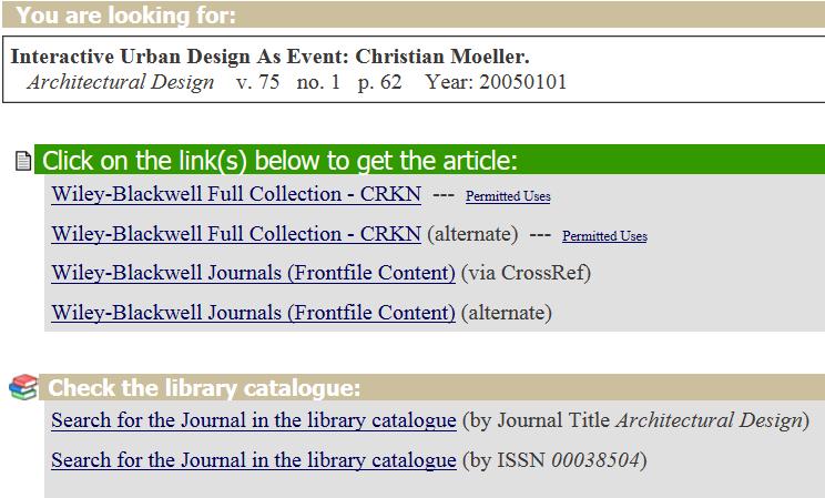 Search Tip (from demo) Find It @ Concordia link: cross-searches to check if the Library has a subscription to the journal that the article is published in.