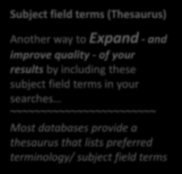 field terms in your searches ~~~~~~~~~~~~~~~~~~~~~~~~ Most