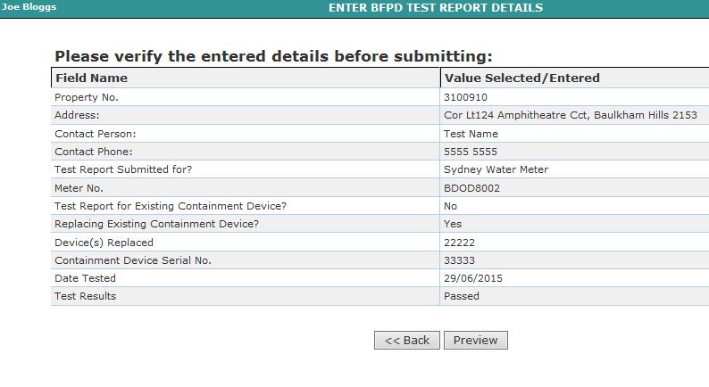 12. Scroll to the bottom of the draft receipt and select Submit Test Report 13.