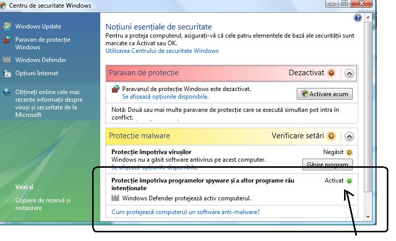 Windows Defender scanează (parcurge) hard discul calculatorului şi elimină software-ul spion si orice alt software nesolicitat pe care îl găseşte (îl recunoaşte).
