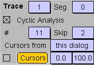 22 Cyclic Analysis Figure 7.2: Turn on Cyclic Analysis, 11 results with skip segments 2. Make sure that the sweep of the series Train is activated in the Replay window.