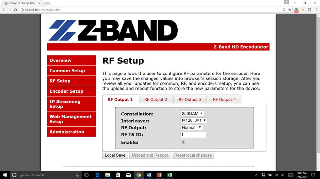 ZIP STREAM 004/008 example 2 (VCN Mode Auto): Setting the Output Channel to CH# 2 would result in the following RF1/RF2/RF3/RF4 configuration below.