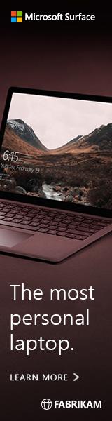 Here is an example of correct Partner logo usage on a Surface Laptop banner.