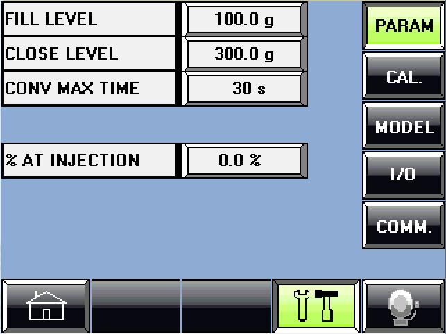 User Manual 4.1.2. Injection Percentage at Injection When working in plastification & injection mode the percentage at injection parameter must be defined.