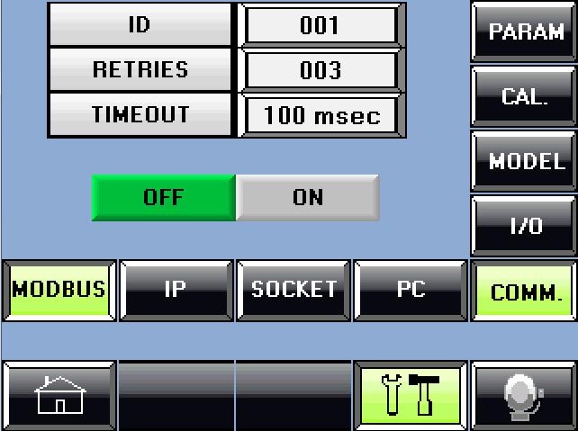 User Manual 12.2.5.1. Modbus Screen This sub service screen shows the Modbus communication settings.