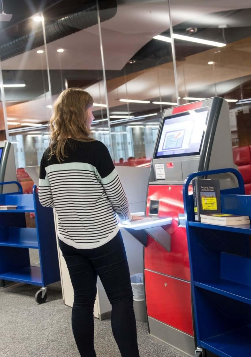 Self-service machines are available in the High Demand Collection and elsewhere in the building Borrow, renew and return items quickly