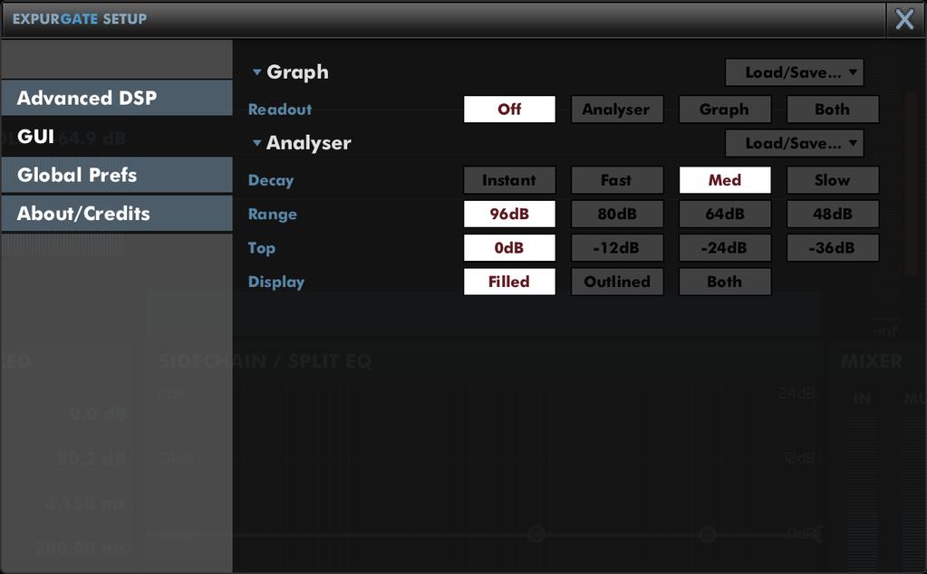 7 Preferences and Options 7.1 GUI The settings in GUI are per-instance and can be saved with a preset. Graph The Readout values, if selected, are displayed at the top of the EQ graph.