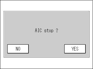 While the AIC sequence is in progress, the CAL. screen is displayed again and the AIC mode icon blinks. Pressing the [AIC] key in this state displays the AIC abort message. Fig.