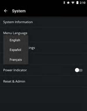 Using the System menu, you can: View system information Change the on-screen menu language Set time zone and local settings Adjust CEC settings Adjust mode settings Adjust when the power indicator is