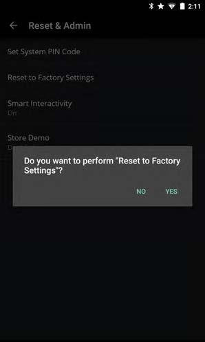 Adjusting the Reset & Admin Settings You can use the display s Reset & Admin menu to set a System PIN, restore the display to its factory default settings, enable/disable Smart Interactivity, and