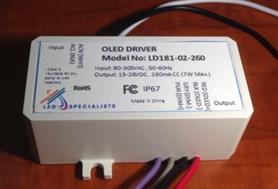 OLED Line Voltage Driver (Requirements Example) Input Voltage: 90-305VAC, 50/60Hz Universal Input Output Voltage: 15-26VDC @ 260mA Power: 7W Max 0-10V dimming per IEC 60929 (4%-100%) OLED short