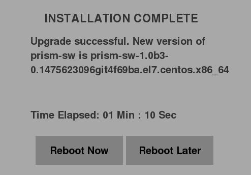 Figure 30: Upgrade Installation In Process message box 8. When the upgrade is complete, the following message box appears.