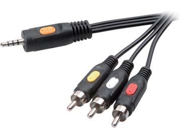 5 mm plug <-> Scart plug - For transfer of audio and video data between PC and TV/video equipment - Graphics outputs with RCA as well