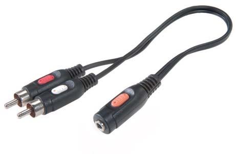 5 mm cable to a RCA connection - E.g. for active loud speaker CA A 4 EDP-No. 45418 ctn qty. 5 / 1 piece Audio connection cable 3.5 mm plug <-> 3.