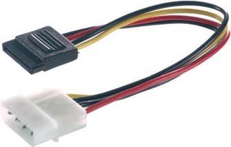 25" plug <-> 15 pin ATA plug, angled - Adapter for connection serial ATA equipment to the power
