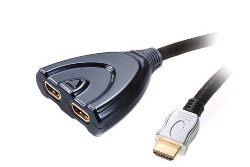 80 m HDMI connection cable, with double high-grade nylon mesh shielding - 24 carat gold-plated contact surfaces - Automatic switchover to the device last activated - Manual switchover also available