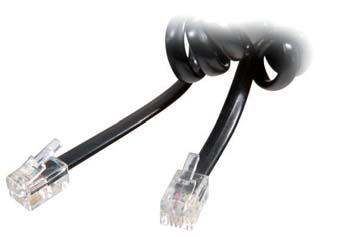 2m / black Telephone receiver cable - 2 x US standard plugs 4P4C/RJ10-4 strand Telephone plugs TS