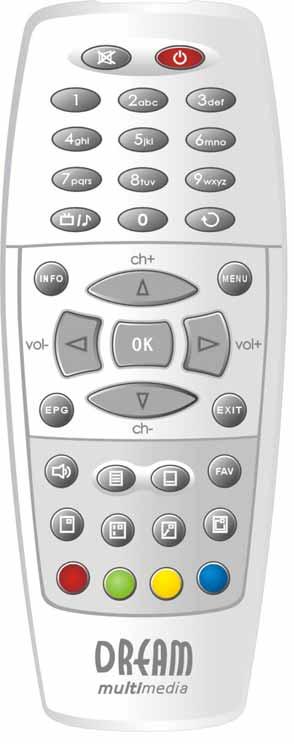 1.4 Remote control MUTE-Button Standby-Button Numeric Keypad TV/Radio-Button INFO-Button OK-Button Back-Button Channel-up-Button MENU-Button Volume-down-Button EPG-Button