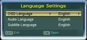 7. Setup 7.1 Language If no OSD menu is visible on your screen, press the Menu-Button to open the main OSD menu. Navigate to the option Language Settings and press the OK-Button to select.