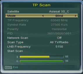 Scan Type : Choose from All TV/Radio, All TV, All Radio, Free TV, Free Radio. LNB Frequency : Show the LNB Frequency which was set up in the Antenna Setup menu.