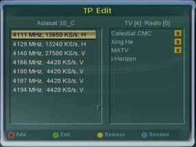 6 Edit transponder If no OSD menu is visible on your screen, press the Menu-Button to open the main OSD menu. Navigate to the TP Edit option and press the OK-Button to select.