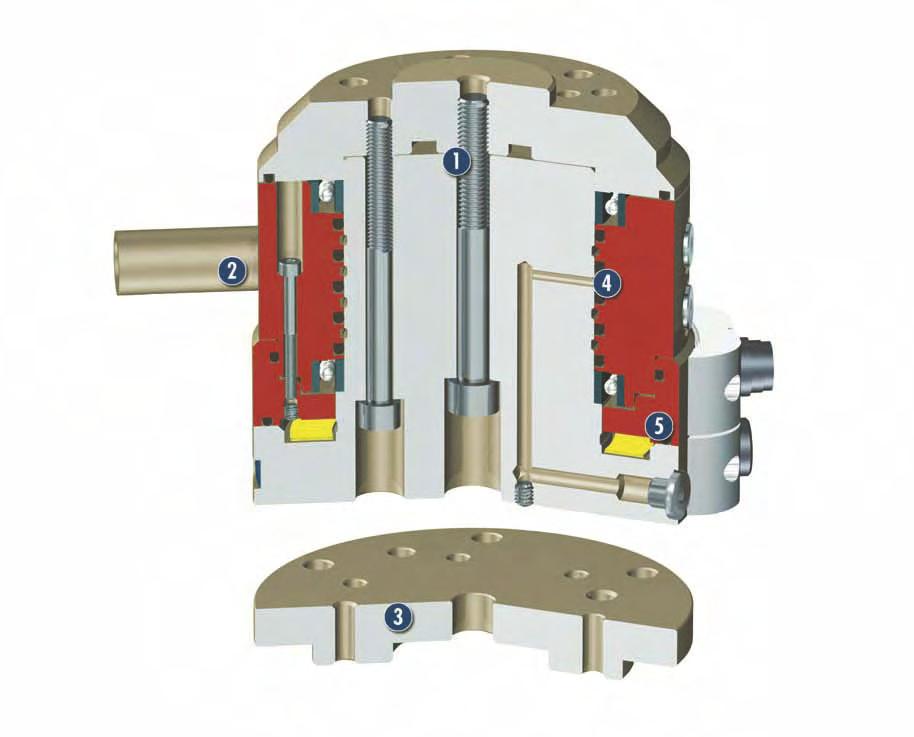 DDF Sectional diagram Housing weight-reduced through the use of a hardanodized, high-strength aluminum alloy Torque Support to support stationary side of the unit ISO Adapter Plate (optional)