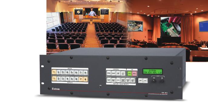Matrix Switchers ISM 824 Eight input matrix switcher with optional integrated signal processing Modular Integration Scaling MultiSwitcher Two universal pass-through wideband outputs and four