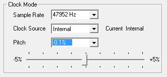 8.2 Settings Dialog - Pitch Usually soundcards and audio interfaces generate their internal clock (master mode) by a quartz. Therefore the internal clock can be set to 44.