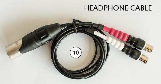 Cable 10 is the headphone cable and is the first part of the cable setup that connects the amplifier to the headphones.