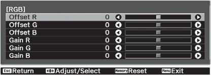 Tint Note: This setting cannot be used when the Color Mode is set to x.v.color (see page 29) or with a signal input through the PC port. Shifts the color balance between magenta and green. Abs.