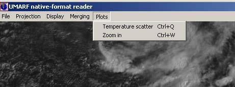 Plots menu Temperature Scatter (CTRL + Q) When inspecting any display, for any location at the tip of the cursor and its surroundings (radius ca.
