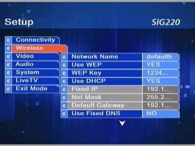 5c Network Parameters Setup Use the RIGHT arrow key to select Network Name and then use the UP/Down arrows to select the required parameter.