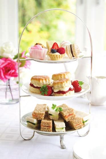 Afternoon Tea: A Gin & Prosecco cocktail (or mocktail if you are driving or under 18), a selection of freshly prepared finger sandwiches; scones with clotted cream featuring a gin and raspberry jam