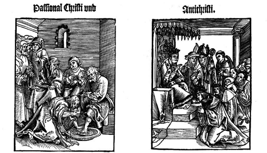 Featured Source C Supporting Question 2 Passional of Christ and Antichrist (Single Woodcut) These woodcuts are part of a propaganda series of printings that compared the actions of Jesus to actions