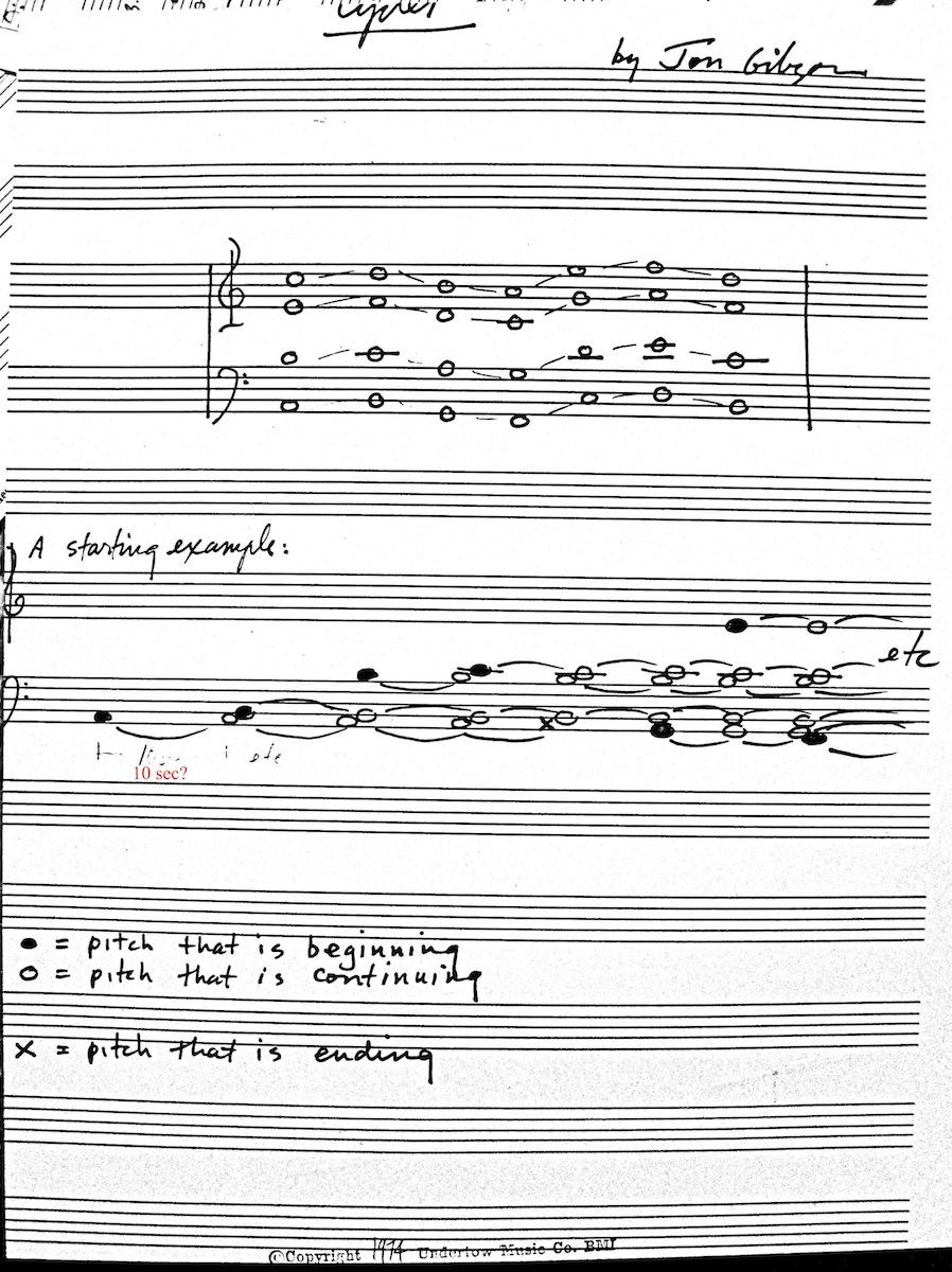 Example 18. Gibson, Cycles (1974), full score.