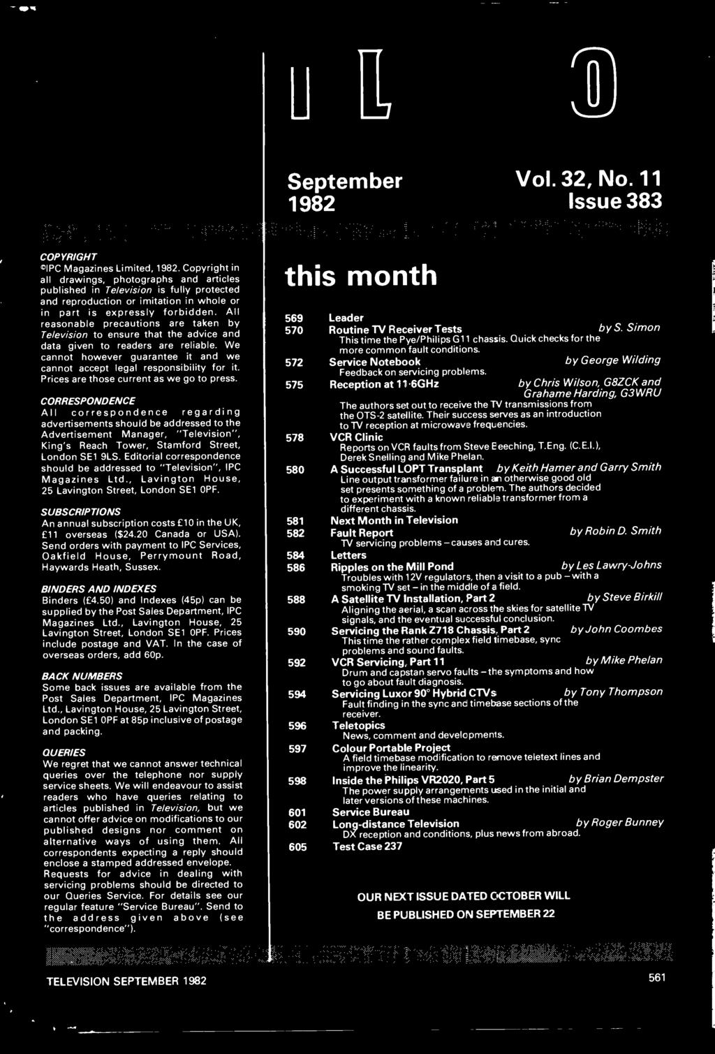 September 1982 Vol. 32, No. 11 Issue 383 COPYRIGHT IPC Magazines Limited, 1982.