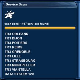 The Service searching menu will open up. 2. Navigate to the option Manual scan and press the OK-Button. The Service scan menu will open up.