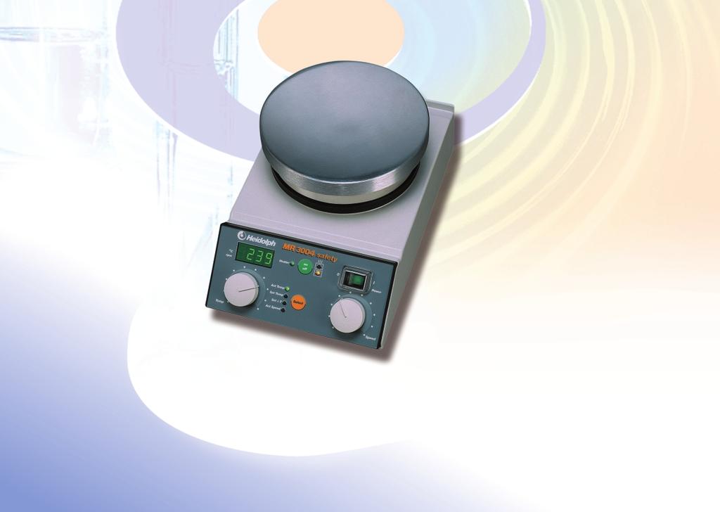 Heidolph Magnetic Hot Plate Stirrers Highest safety standard available 4 safety Improved heating Hot plate residual heat indicator lights when item is turned OFF High-precision speed control up to 1