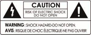 To reduce the risk of electric shock, do not remove the cover (or back). No user serviceable parts are inside. Refer servicing to qualified service personnel.