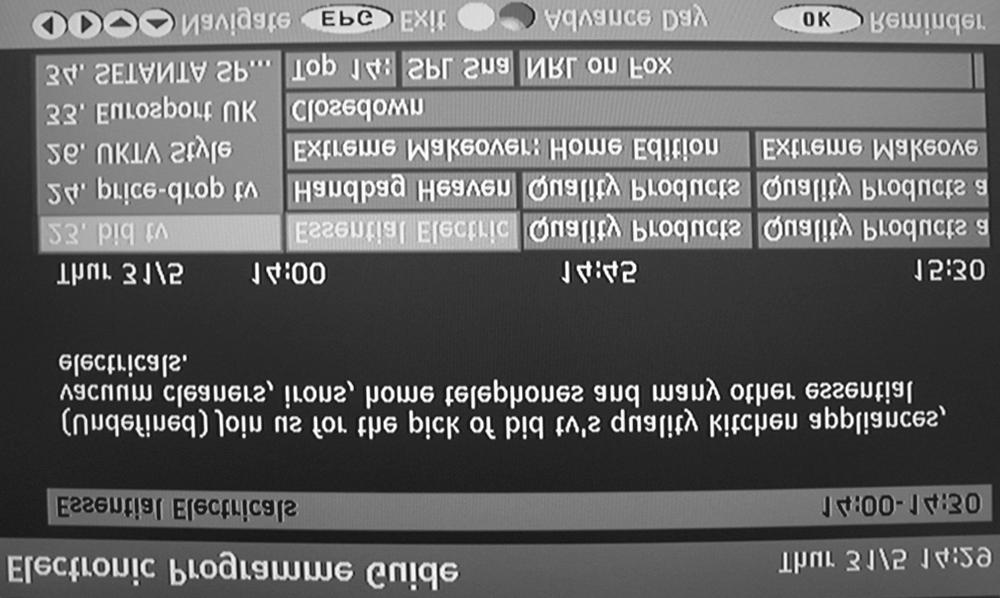 Satety Warnings Introducing the LCD TV Installing the LCD TV Using The Features Troubleshooting Specifications Electronic Program Guide Electronic Program Guide (EPG) The Electronic Program Guide