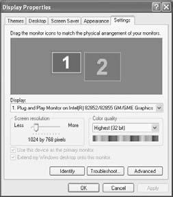 click your mouse on Properties, this screen will appear Installing the LCD TV 4) Left click your mouse on Settings,