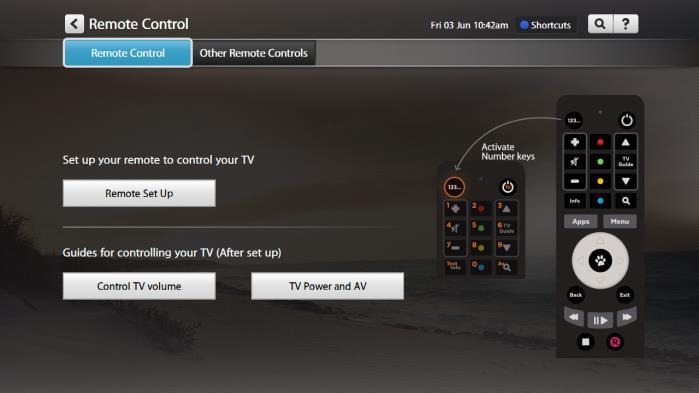 On the remote, press the Menu button. 2. Use arrow keys to navigate to Manage then Settings. 3. Press the Paw button. 4.