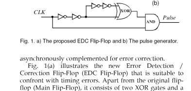 The EDC FF comprises of main flip-flop, aside from the main flip flop, it comprises of 2 XOR gate and latch.