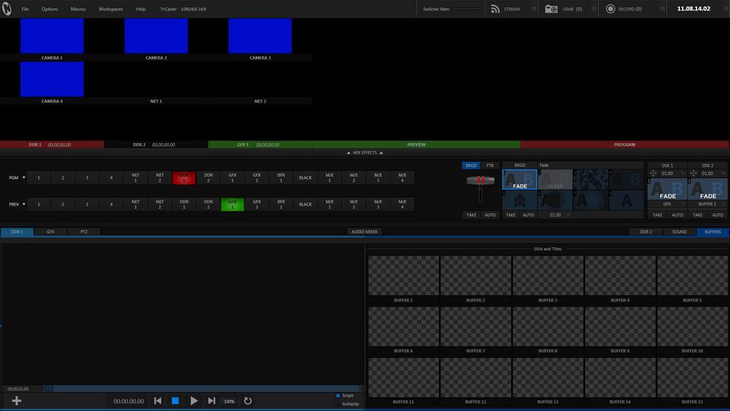 TriCaster Mini Go Make Your Show Guide 13 You ll now see the TriCaster user interface on your monitor, which is also called the Live Desktop. Think of it as your palette for creating television!