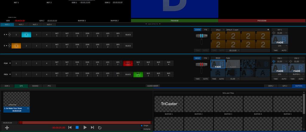 TriCaster Mini Go Make Your Show Guide 43 2) Keying With Livematte TriCaster Mini s built-in LiveMatte technology is the key literally to keying out, or removing, a generic physical background so