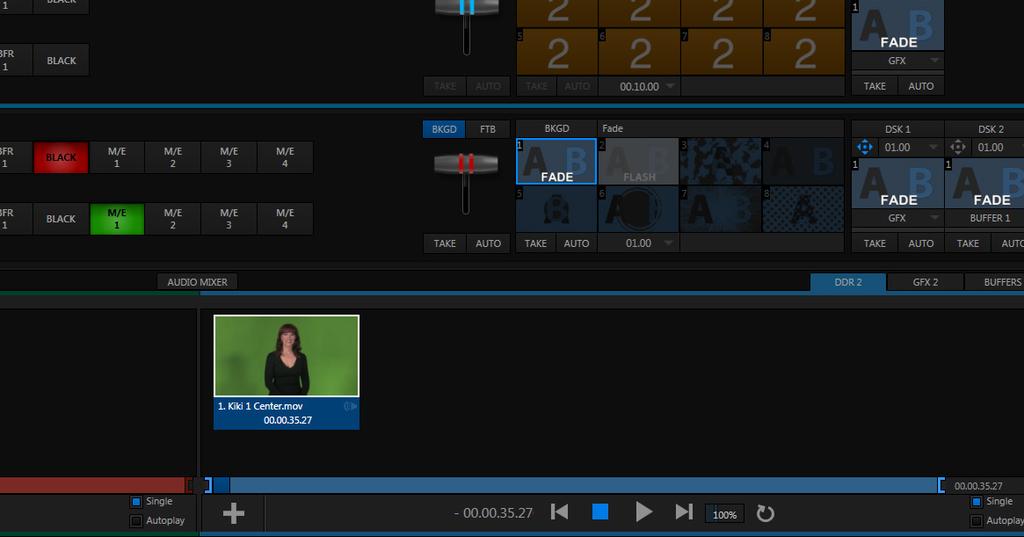 in the lower right of the screen, just beneath the video switcher s DSK toolsets Click the + button in the bottom-left corner of